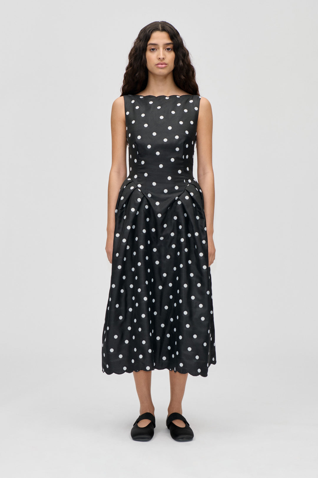 Voluminous Midi Dress - Quilted Dots