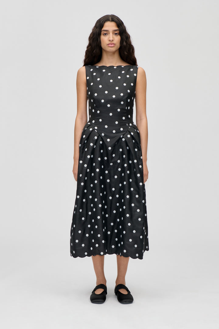 Voluminous Midi Dress - Quilted Dots