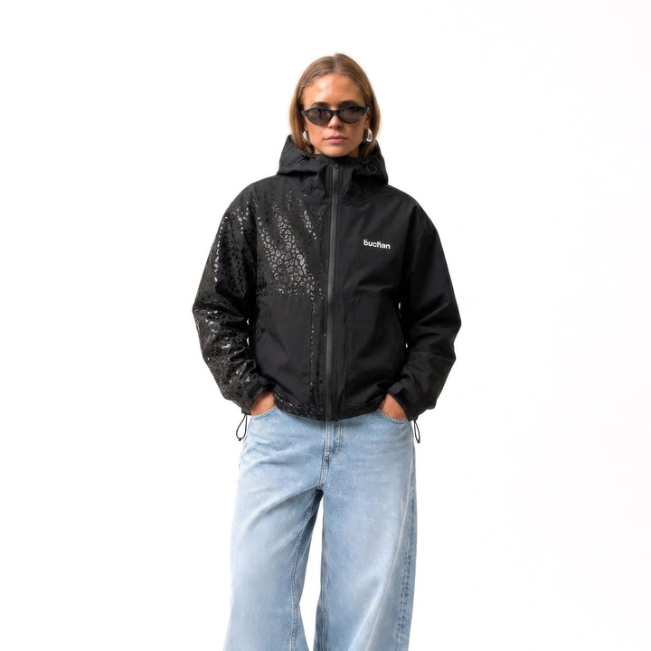 Water Reactive Cheetah Rain Jacket - Black