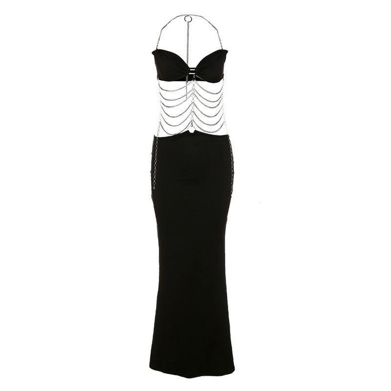 Wild &amp; Free Backless Halter Chain Maxi Dress