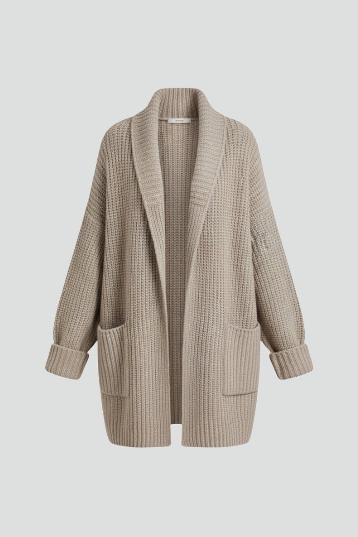 Hana | V-Neck Ribbed Open Front Cardigan