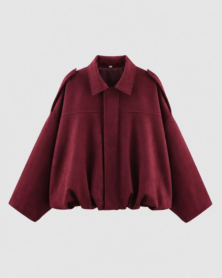 Women’s Suede Zip Up Jacket – Relaxed Cropped Fit