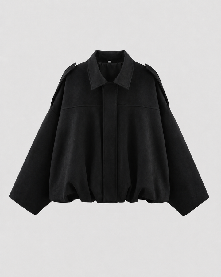 Women’s Suede Zip Up Jacket – Relaxed Cropped Fit