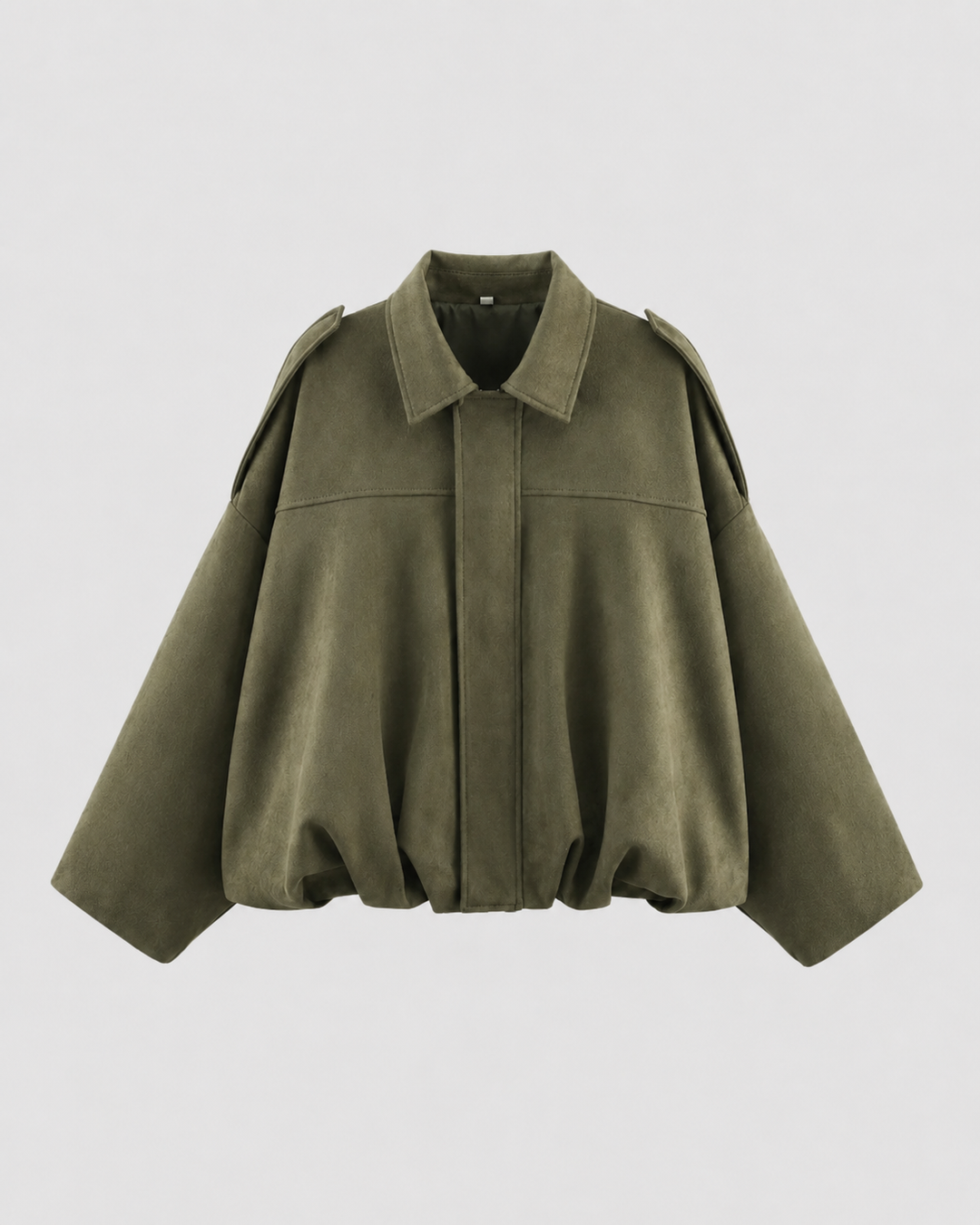 Women’s Suede Zip Up Jacket – Relaxed Cropped Fit