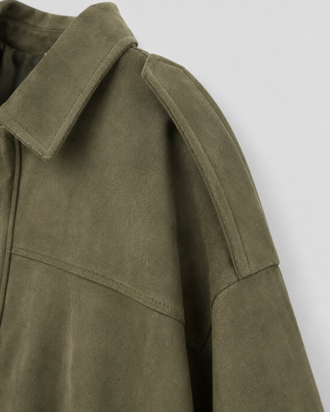 Women’s Suede Zip Up Jacket – Relaxed Cropped Fit
