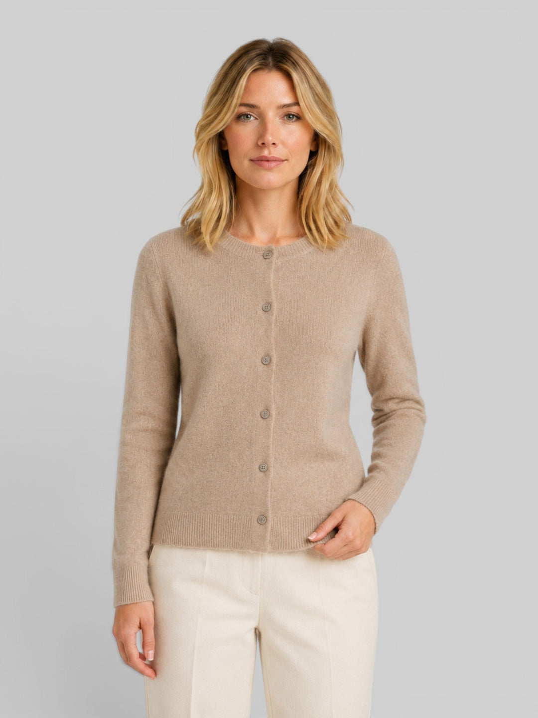Madeleine | Relaxed Fit Wool Knit Long Sleeve Cardigan