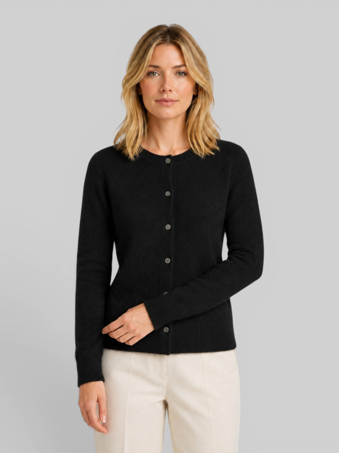 Madeleine | Relaxed Fit Wool Knit Long Sleeve Cardigan