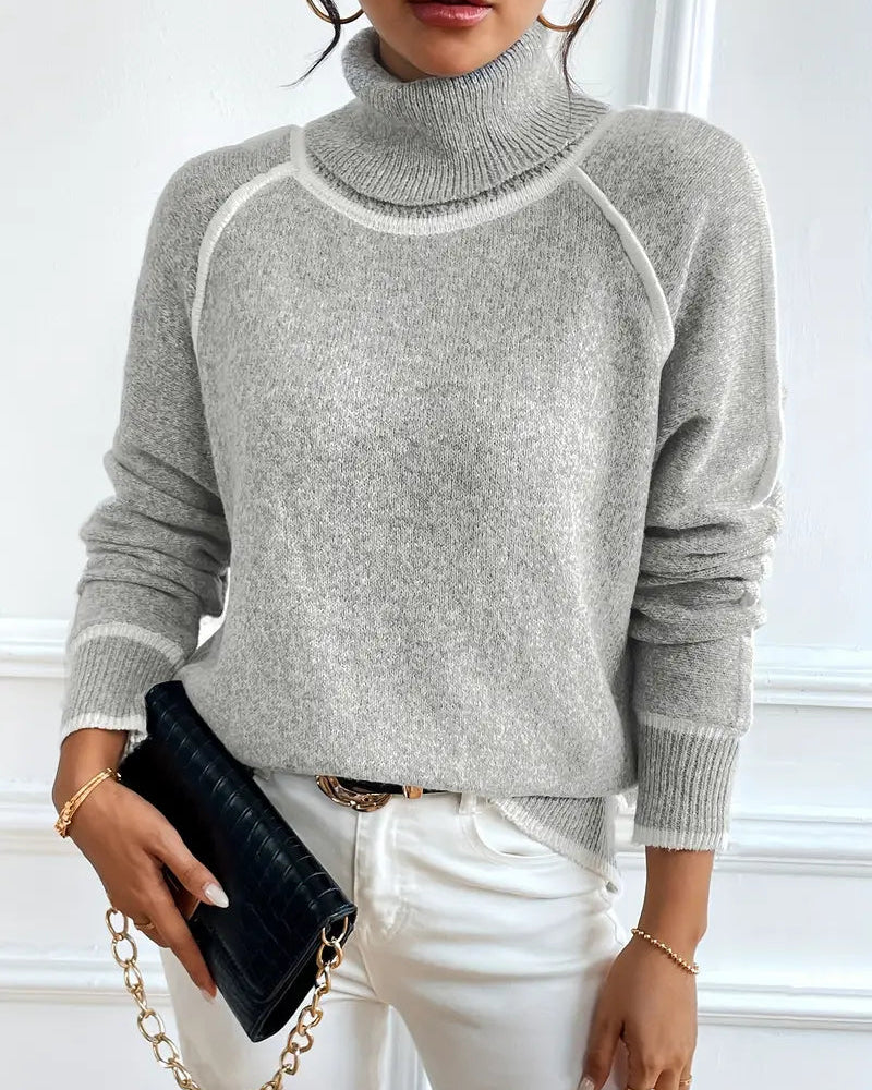 Selene | Oversized Contrast Turtleneck Sweater