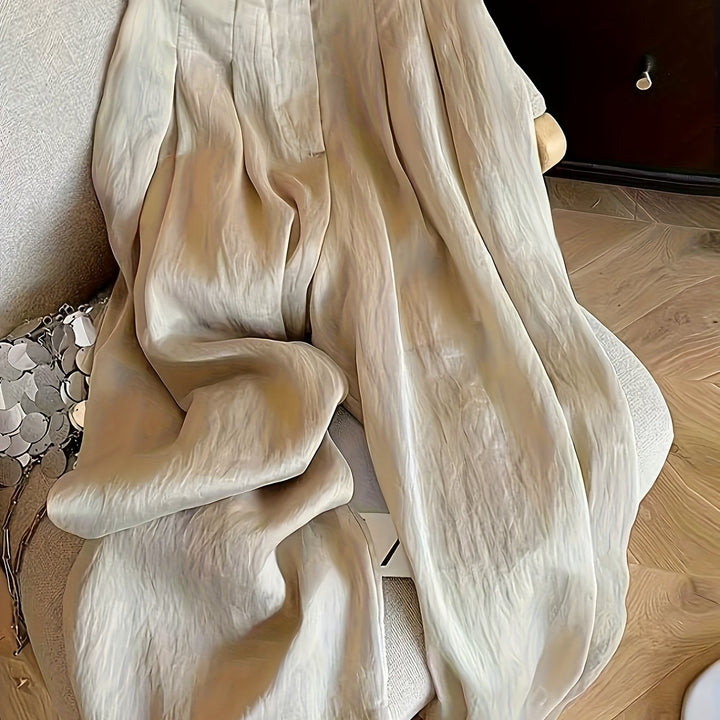 Light Beige Tencel Wide-Leg Pants, Draped And Smooth, Loose And Covering, Lazy And Casual, Super Versatile [Nian Nian]