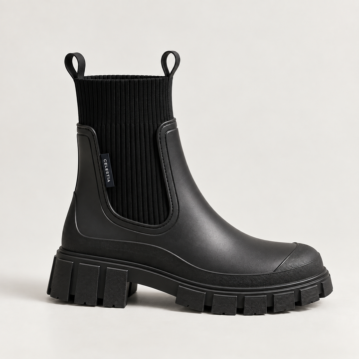 Therese | Waterproof Chelsea Rain Boots Black