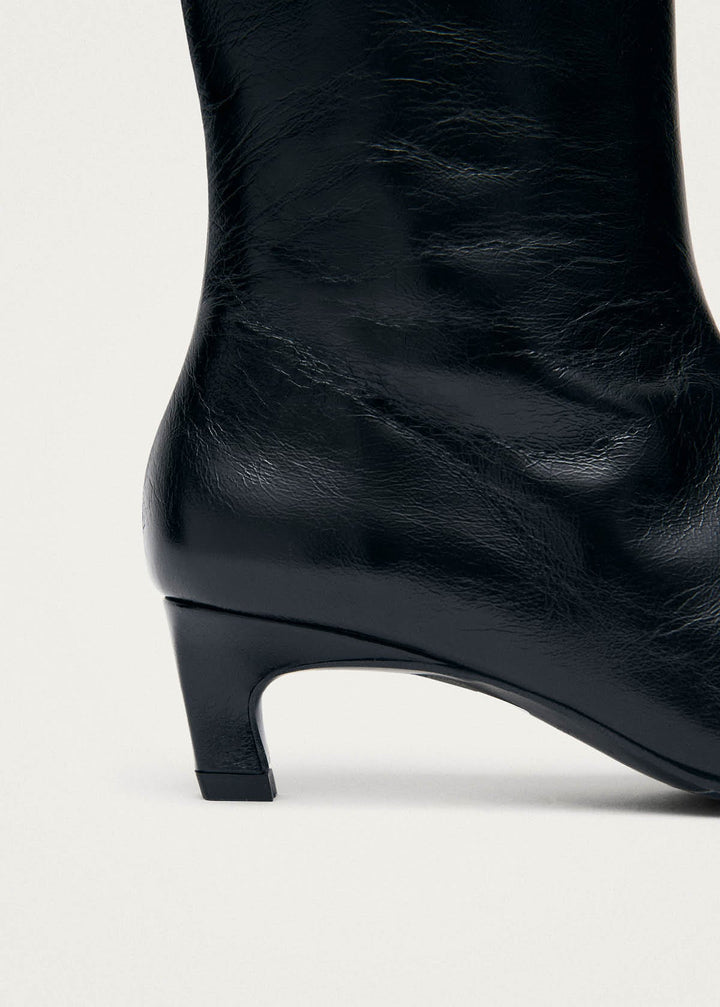 Ambar Rift Black Leather Ankle Boots