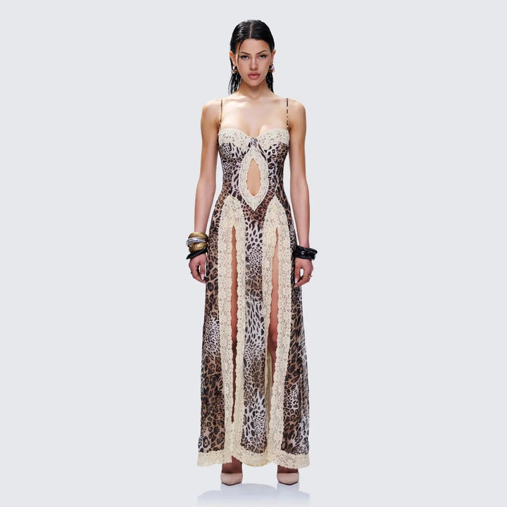 Angelis Leopard Print Maxi Dress