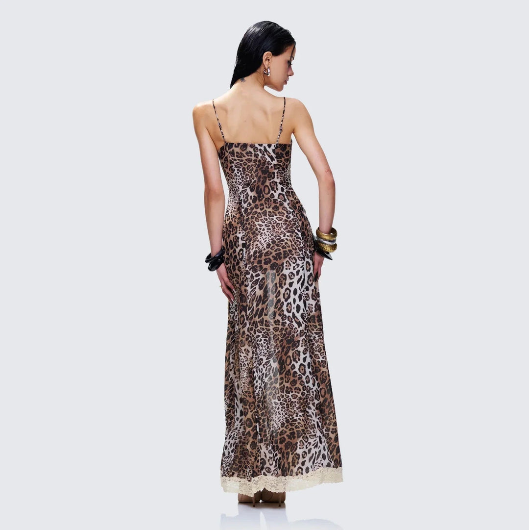 Angelis Leopard Print Maxi Dress
