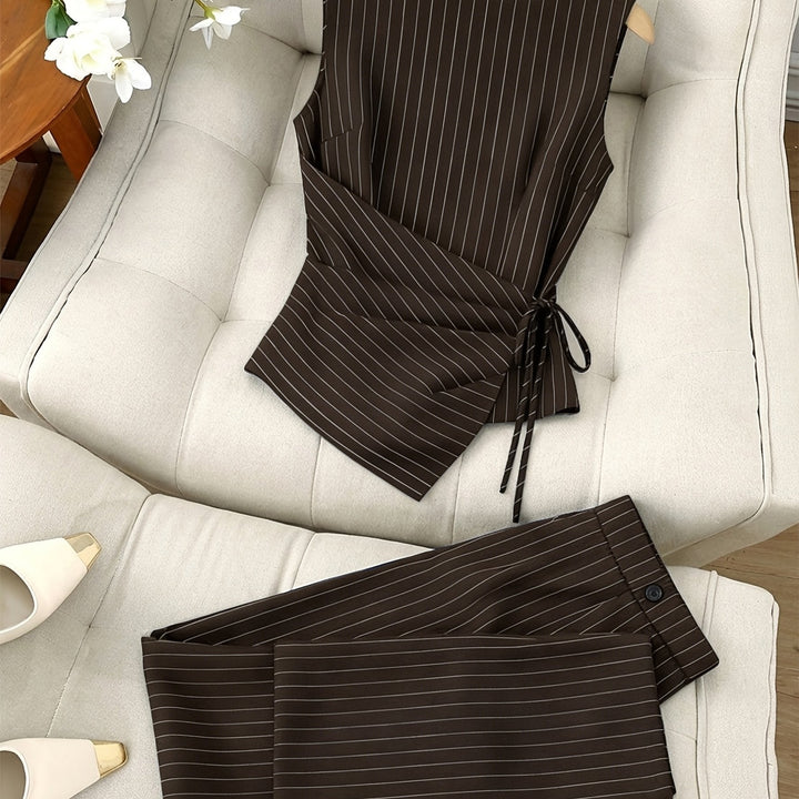 Striped Two-Piece Wide-Leg Pants Set
