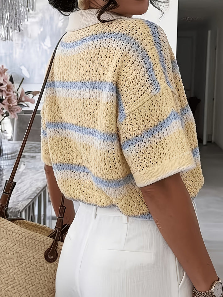 Striped Knit Collar Sweater