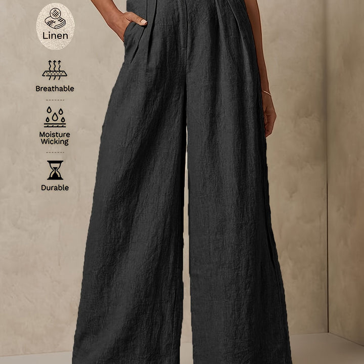 High-Waisted Linen Wide-Leg Pants
