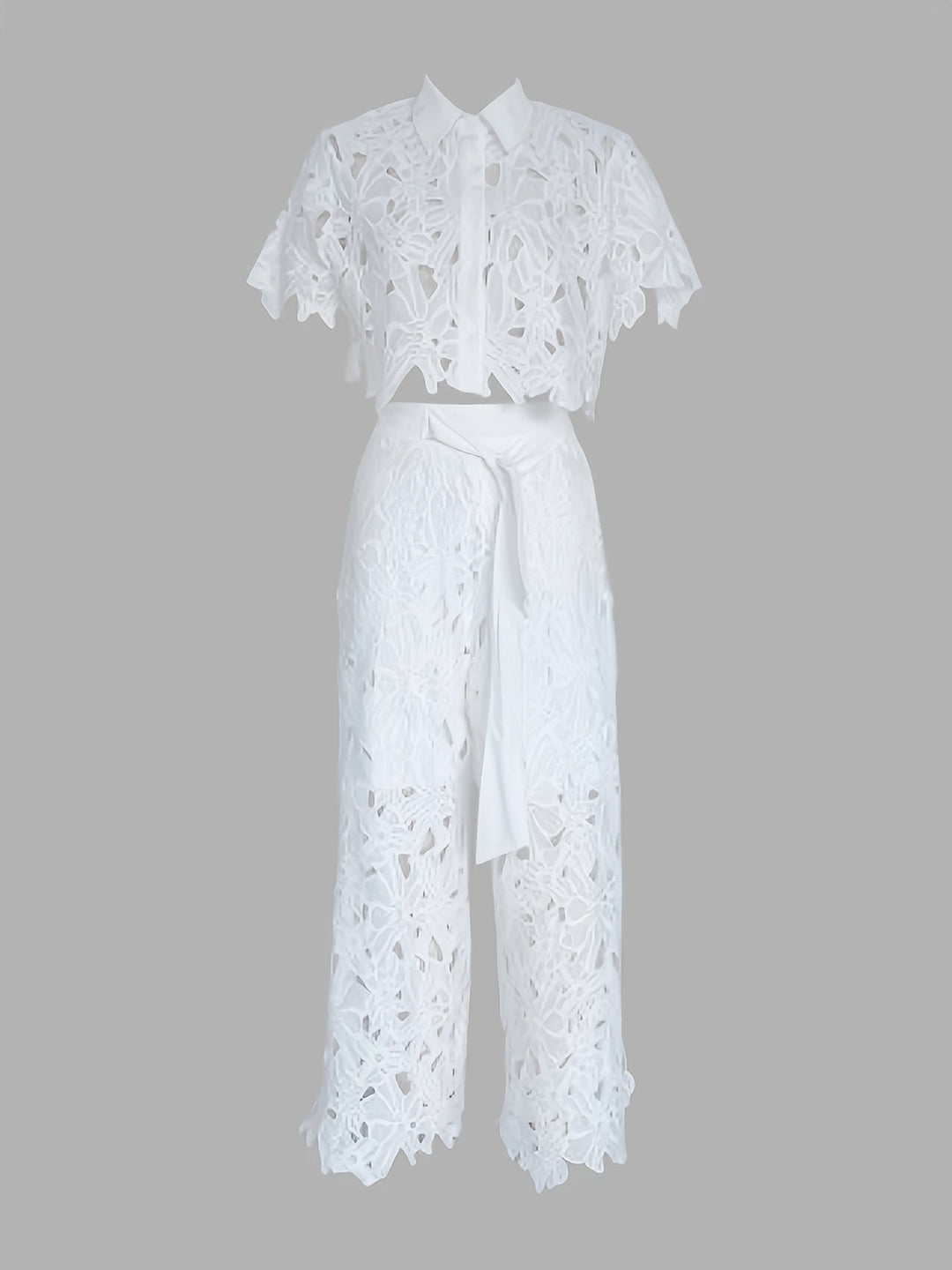 Elegant Hollow Lace Blouse Chic Womens Fashion
