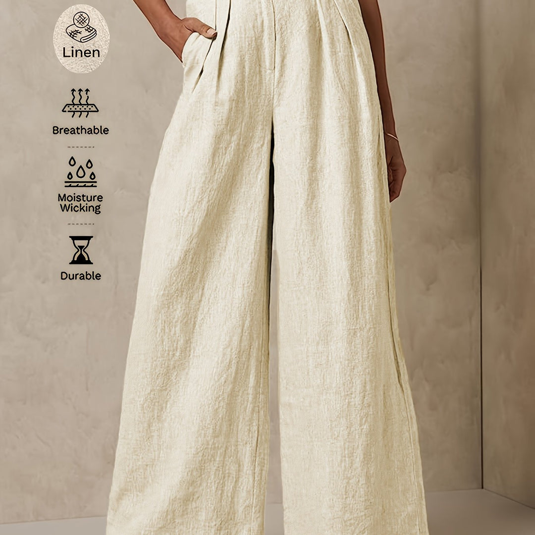 High-Waisted Linen Wide-Leg Pants