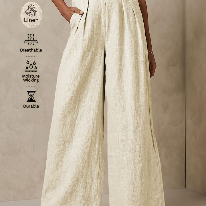 High-Waisted Linen Wide-Leg Pants
