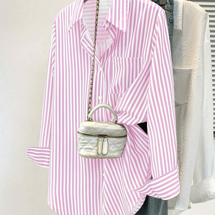 Striped Button-Up Shirt with Pocket