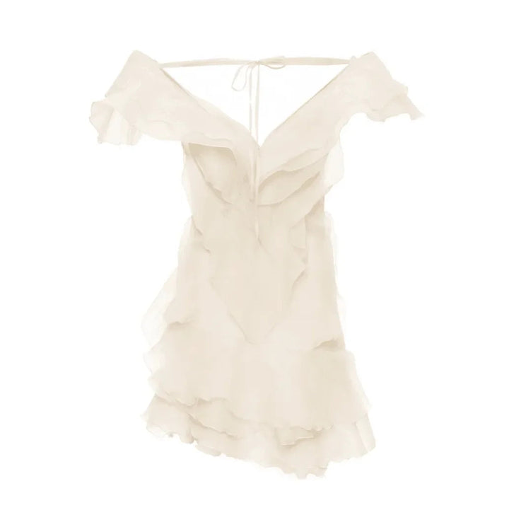 Because Of You Ruffle Layers Ivory Mini Dress