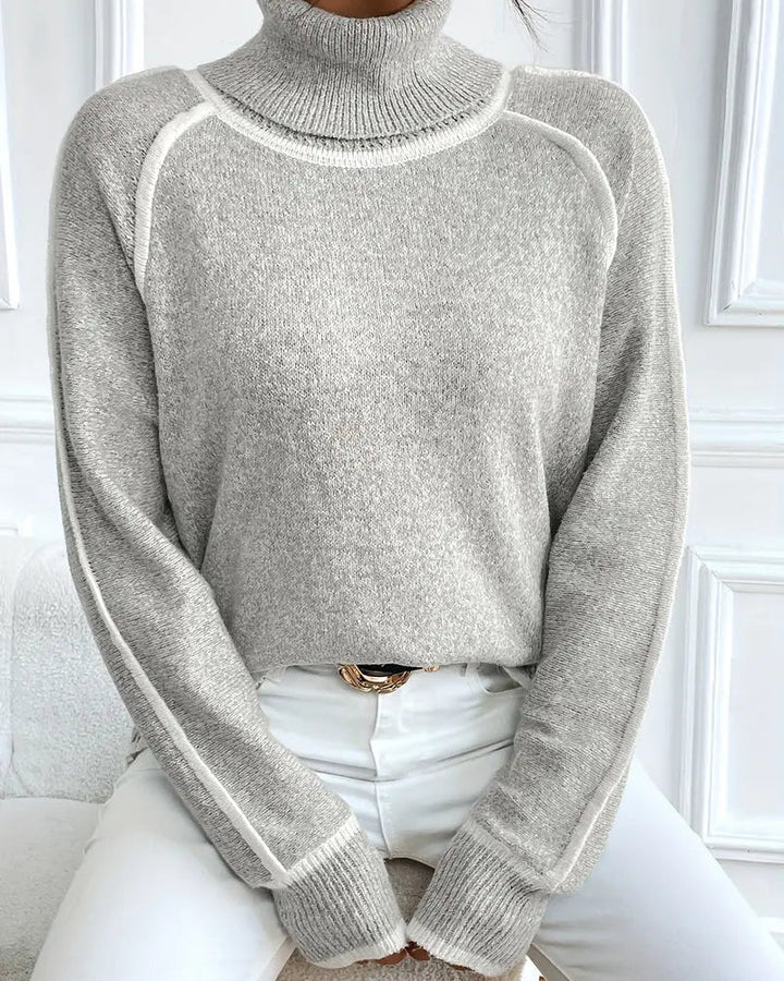 Selene | Oversized Contrast Turtleneck Sweater