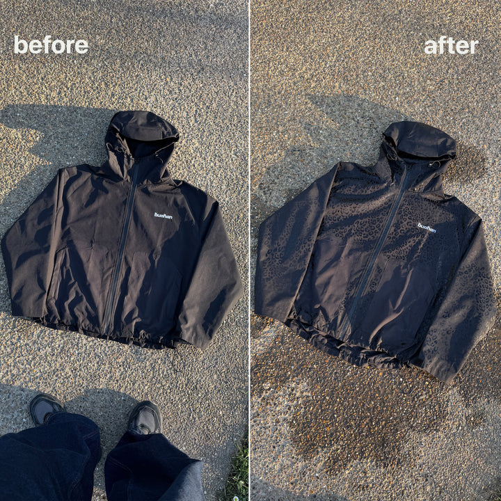 Water Reactive Cheetah Rain Jacket - Blue