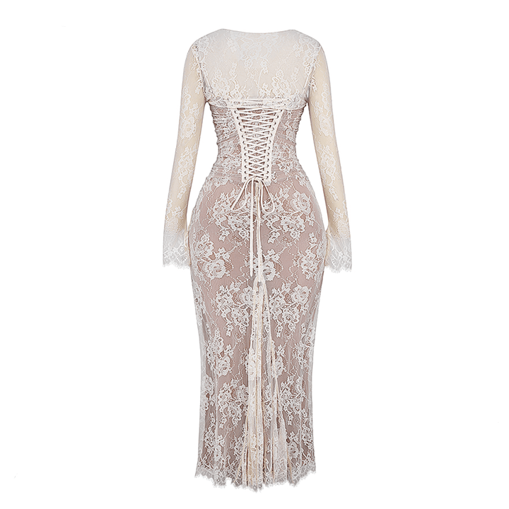 Between Two Worlds Vintage Lace Maxi Dress