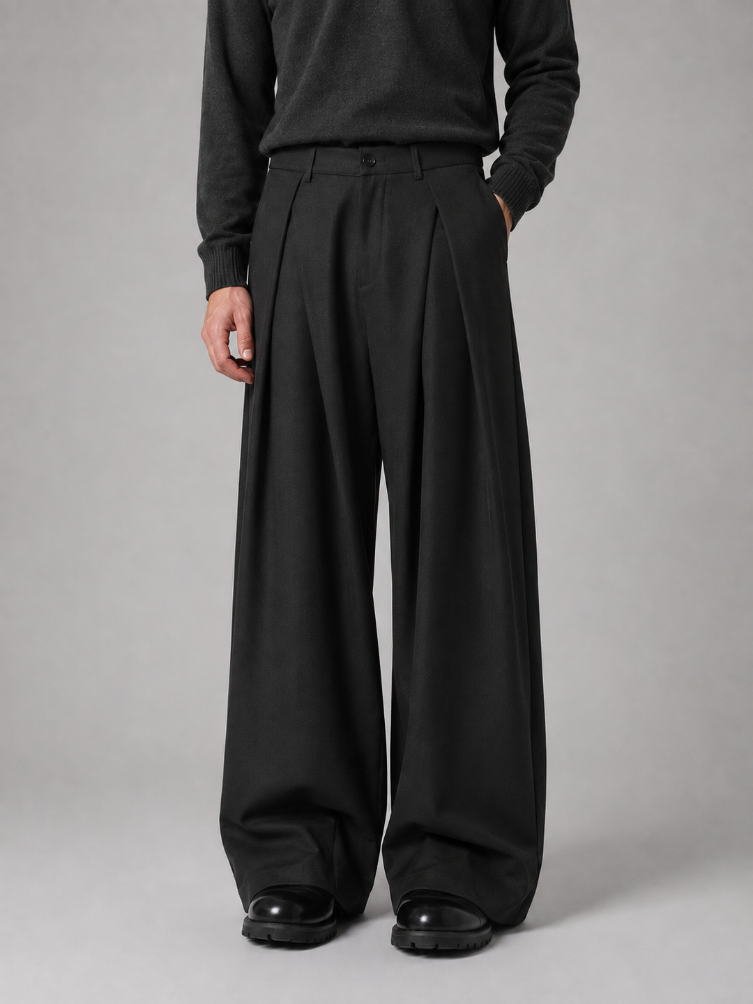 Men’s Wide Leg Trousers – Pleated Tailored Baggy Fit | Nero &amp; Luya