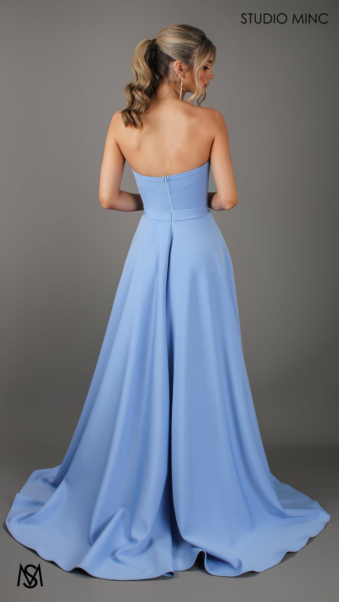 SWEETHEART - Baby Blue Strapless Formal dress with Corset &amp; Full Circle Skirt