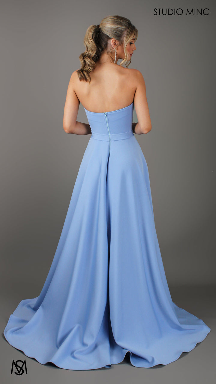 SWEETHEART - Baby Blue Strapless Formal dress with Corset &amp; Full Circle Skirt