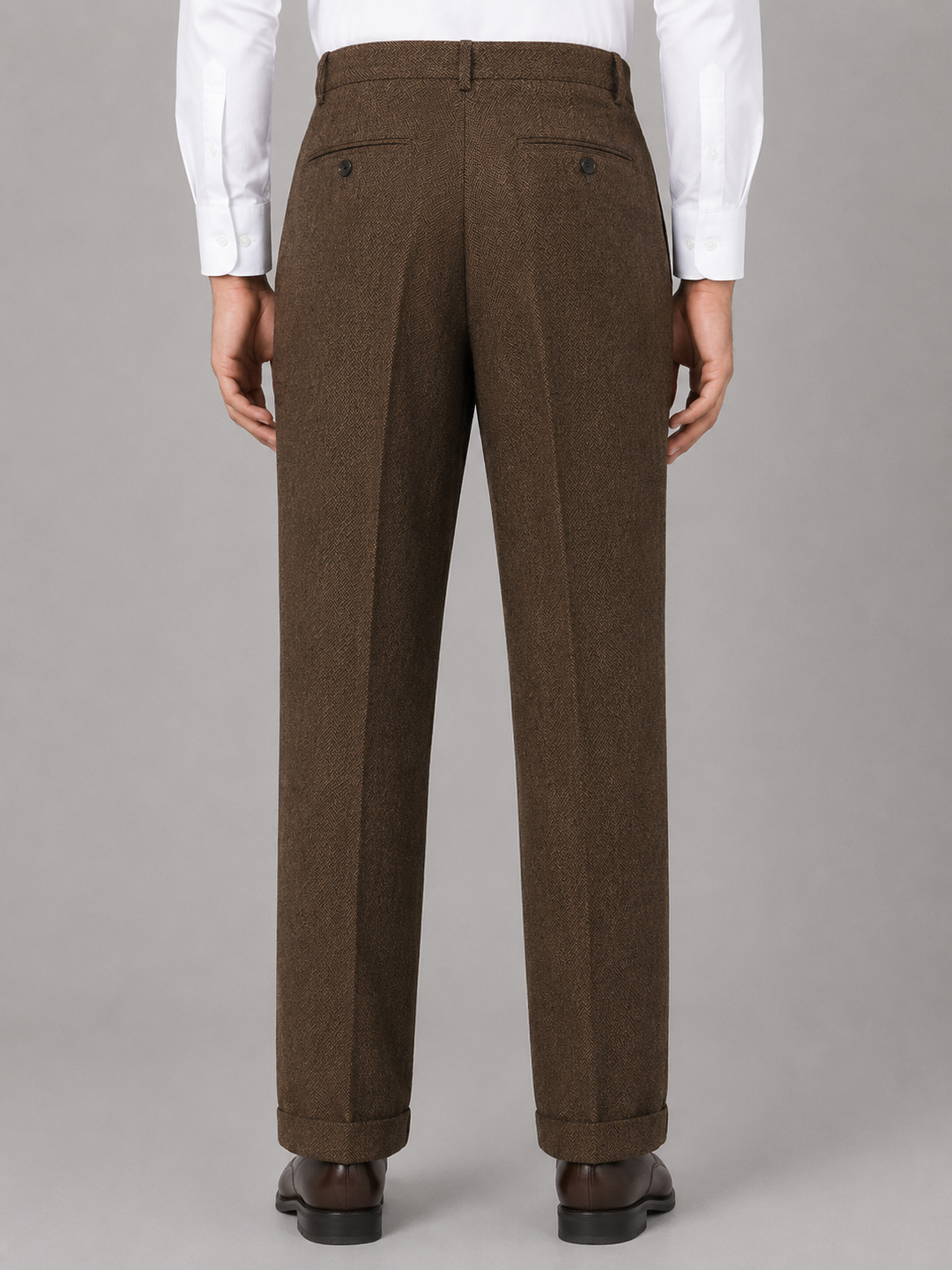 Men’s Herringbone Pleated Tailored Trousers – Straight Leg Tailored Fit | Nero &amp; Luya