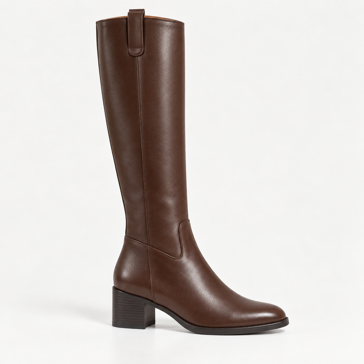 CALM BROWN COWHIDE LEATHER BOOTS