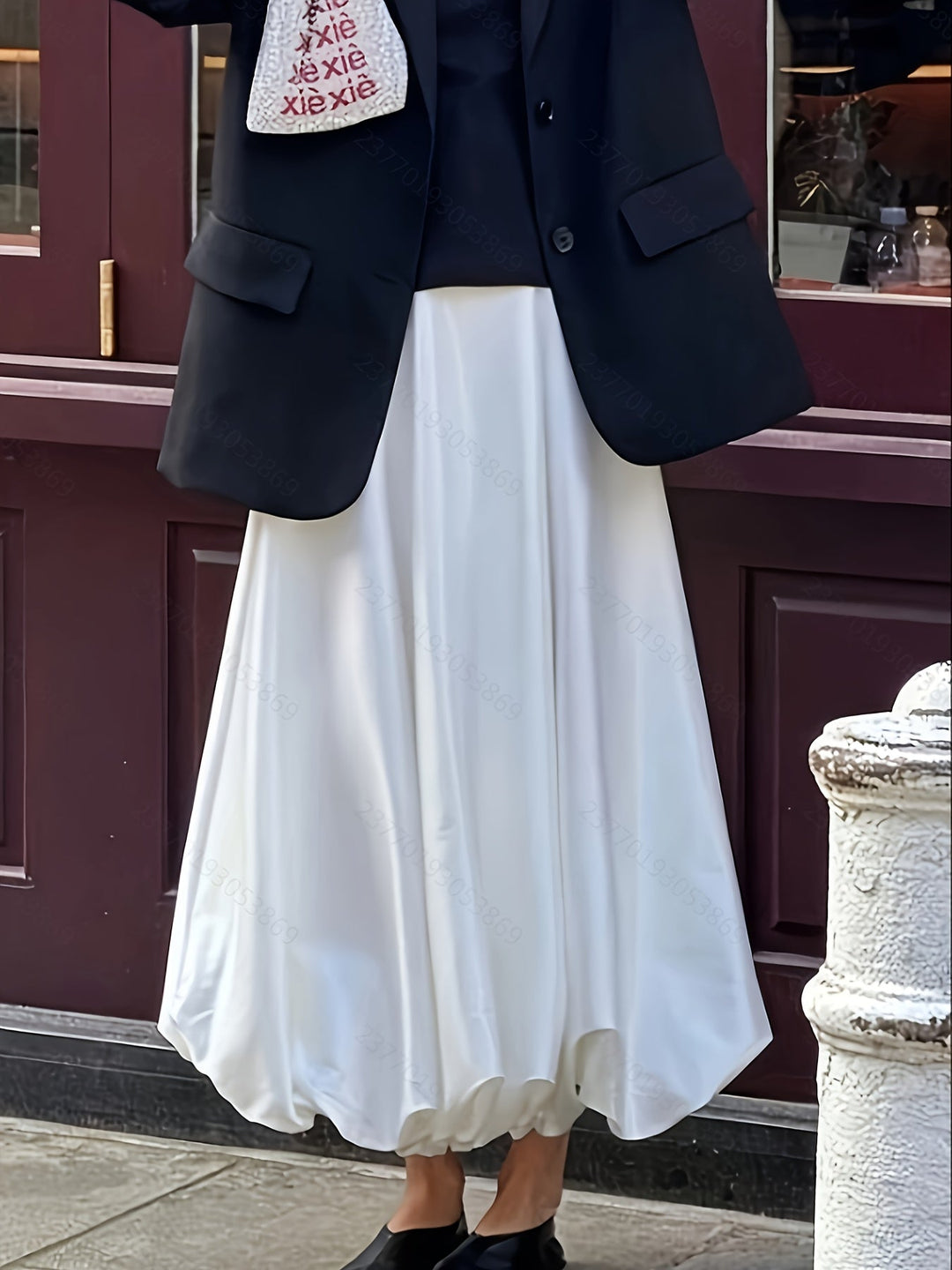European and American Style High-waisted Flowy Skirt Casual Puffy Skirt