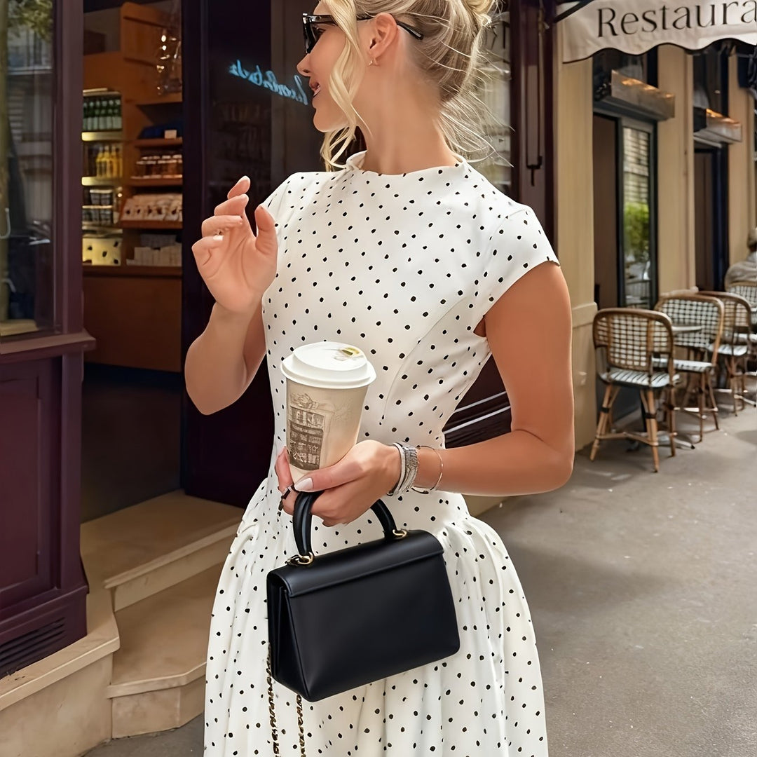 Polka Dot Waist-Cinching Maxi Dress
