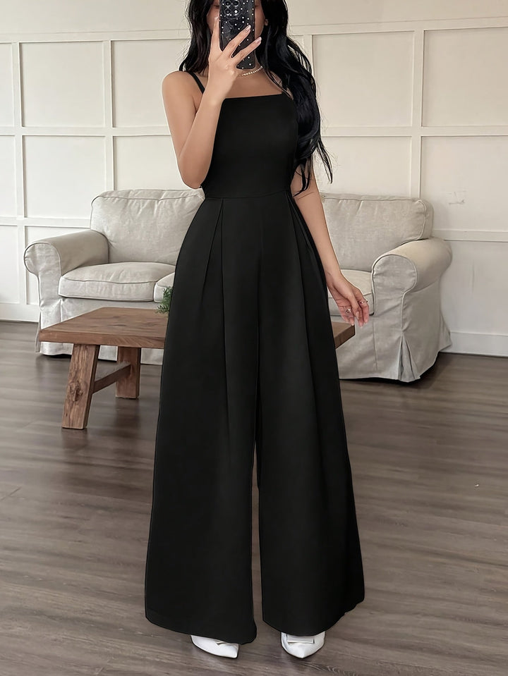 Wide-Leg Loose Solid Color with Ruched Design, Suitable for Summer Women&
