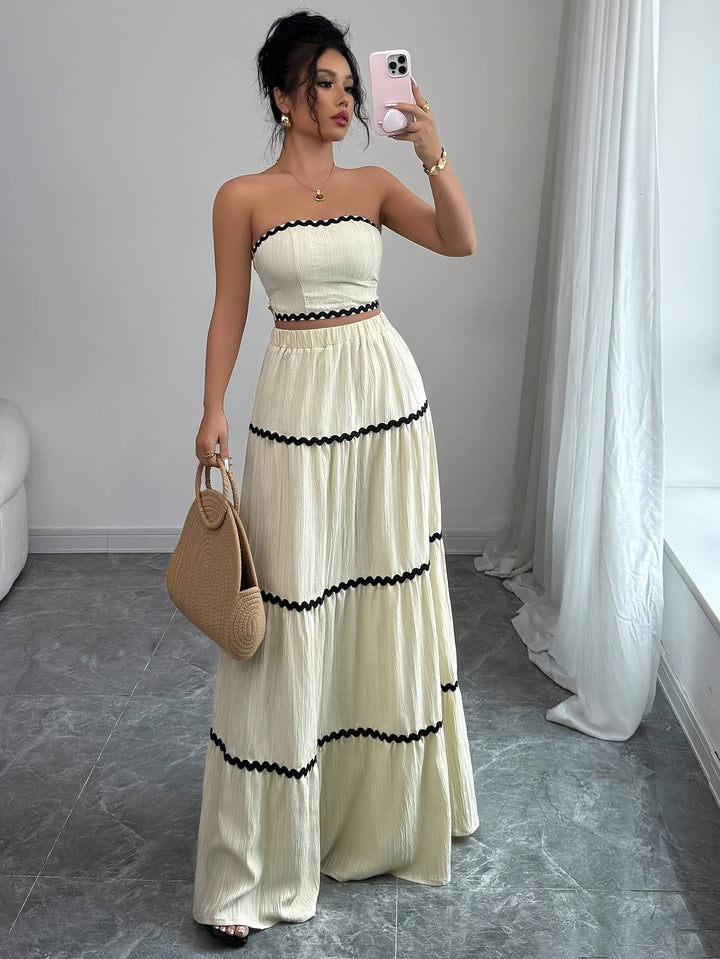 Chic Cropped Top  Skirt Set for Her
