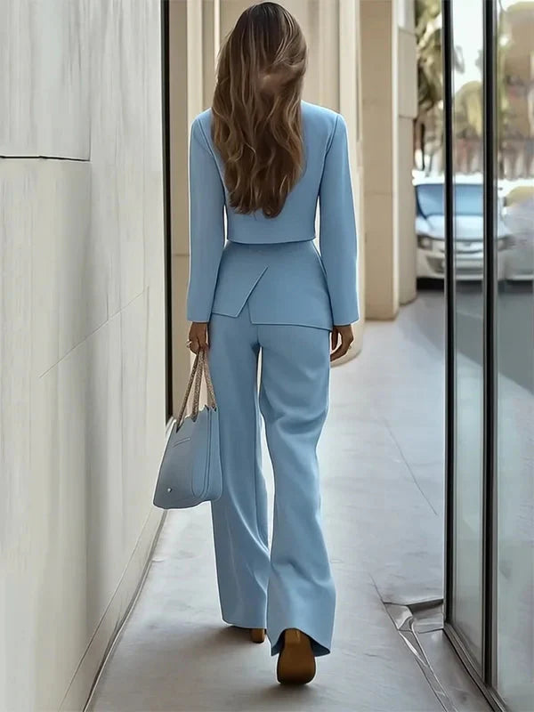 Skye | Cropped Blazer Wide-Leg Trouser Suit Set