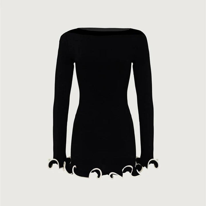 Elegance in Time Black Ruffled Mini Dress