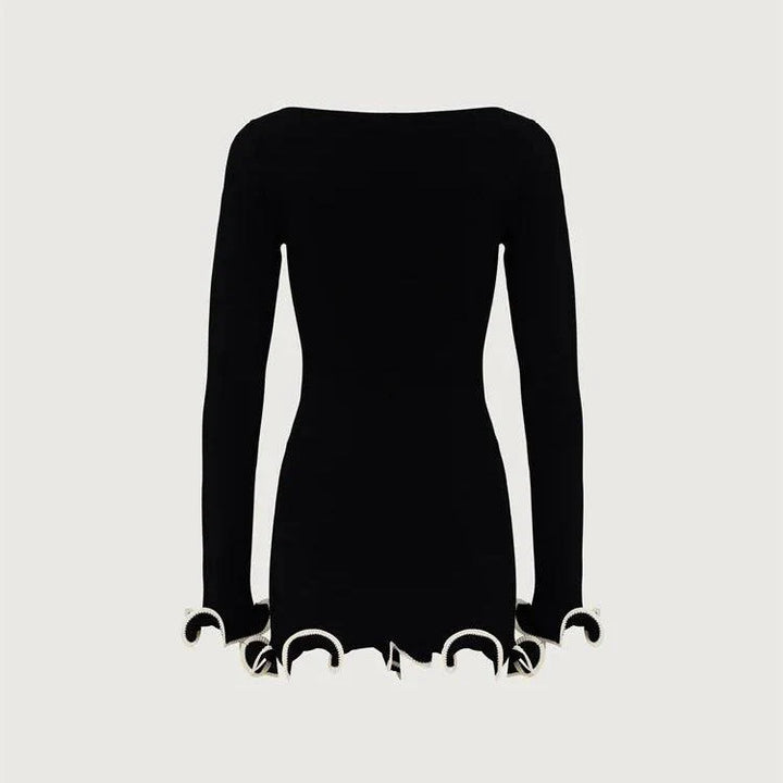Elegance in Time Black Ruffled Mini Dress