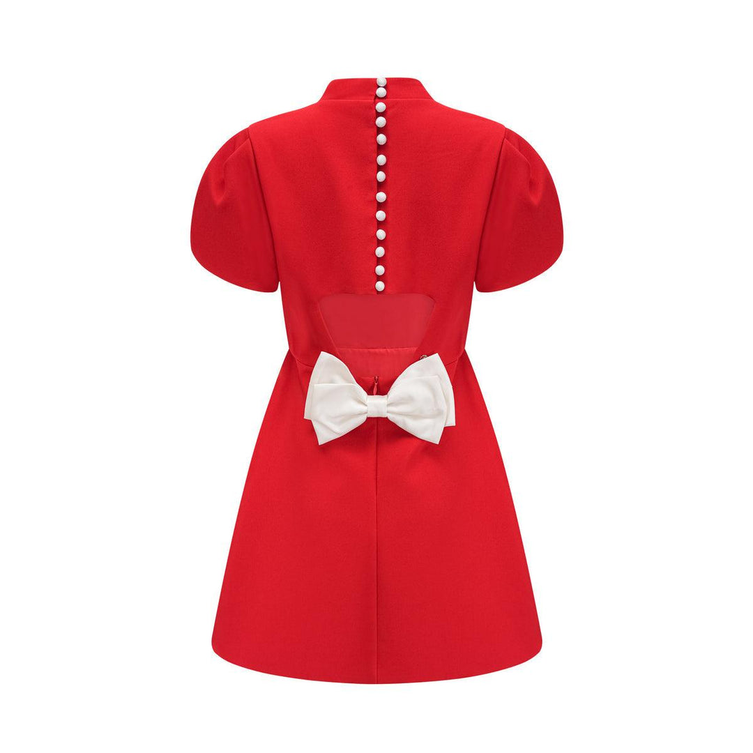 Elegant Occasion Red Bow Mini Dress