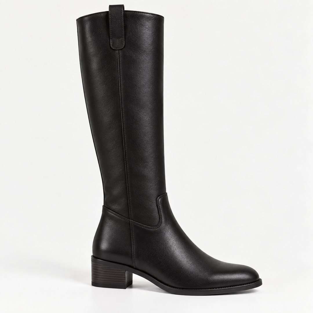 CALM BLACK COWHIDE LEATHER BOOTS