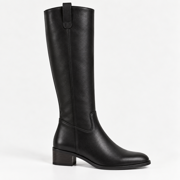 CALM BLACK COWHIDE LEATHER BOOTS