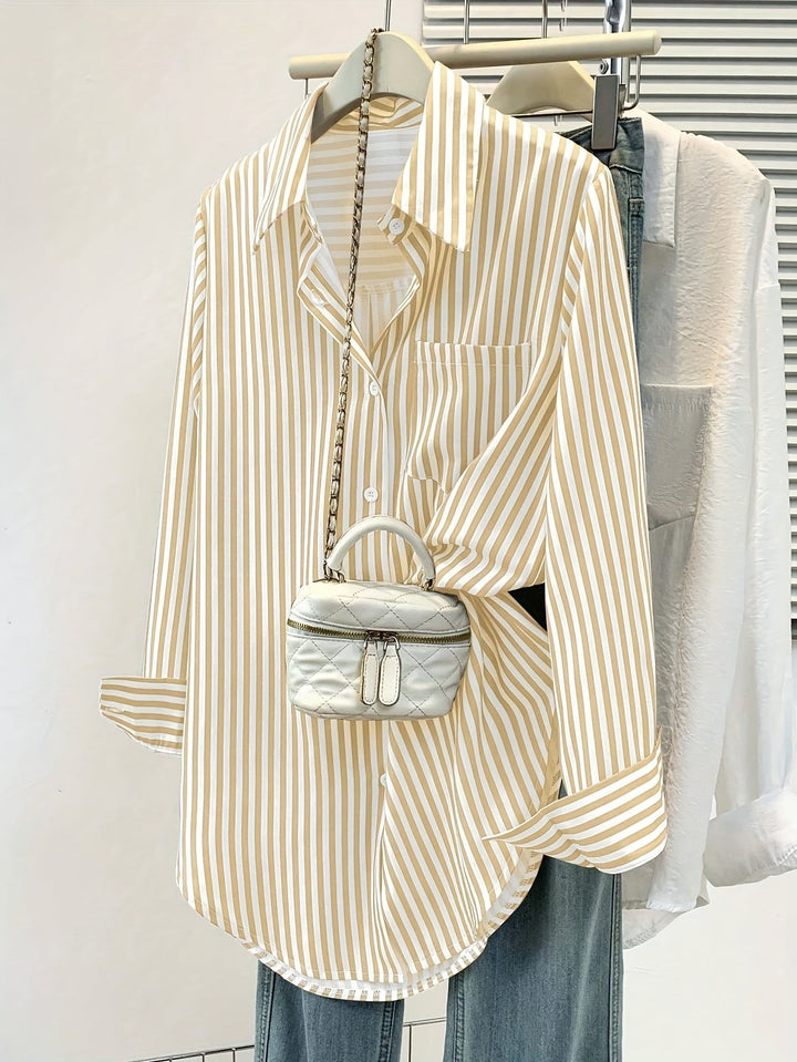 Striped Button-Up Shirt with Pocket