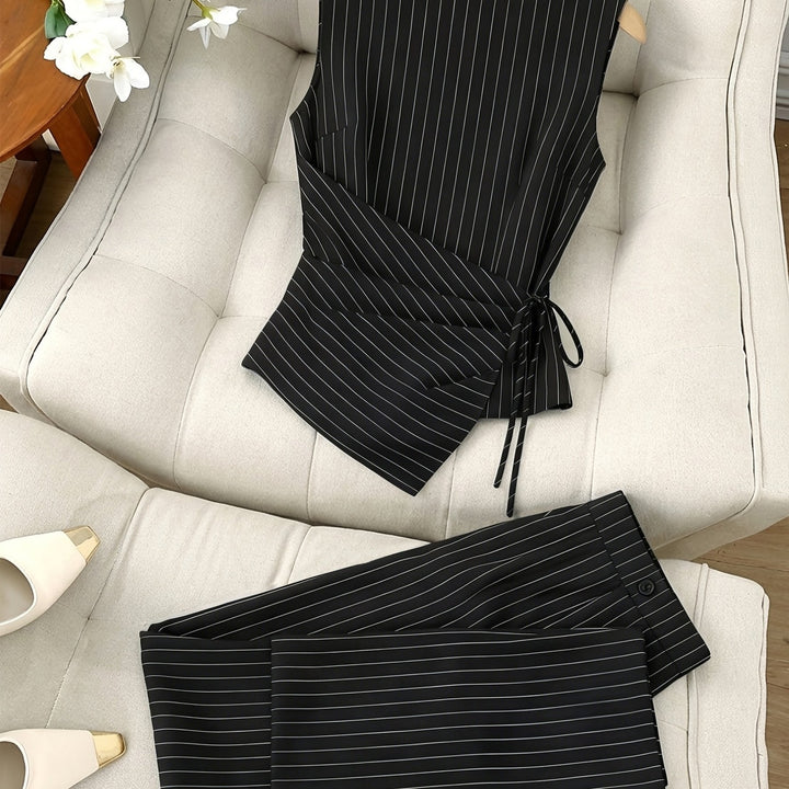Striped Two-Piece Wide-Leg Pants Set