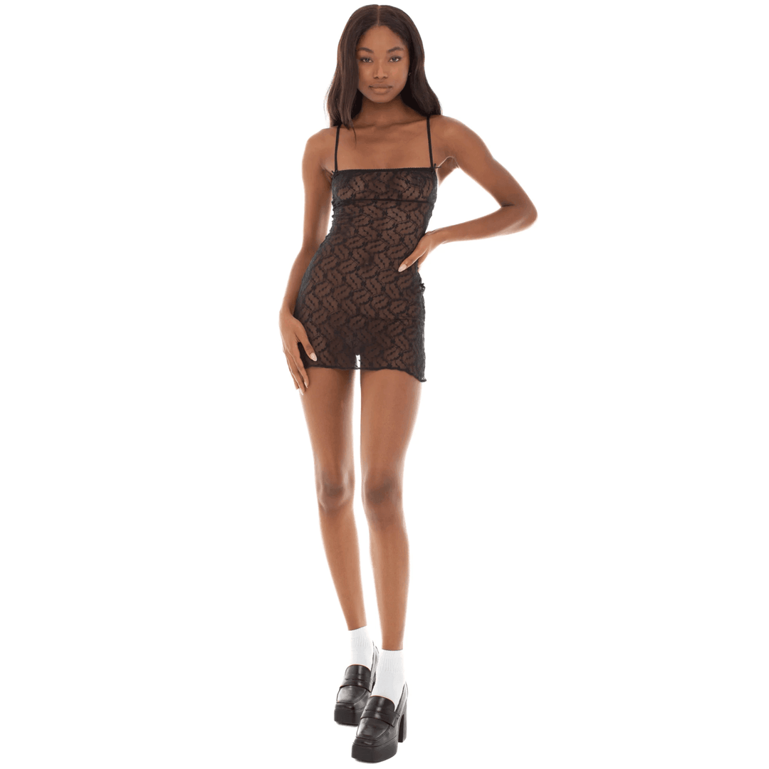 Flirty &amp; Fabulous Black Lace Backless Mini Dress