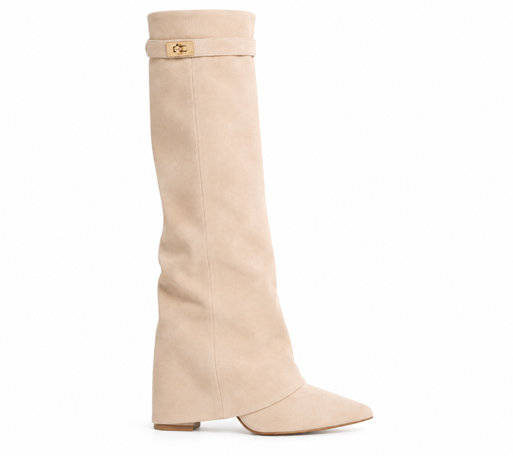 LAMOUR SUEDE BOOTS- BEIGE