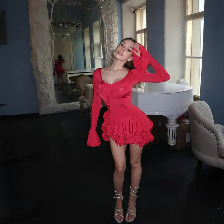 Good Girl Ruffled Red Mini Dress