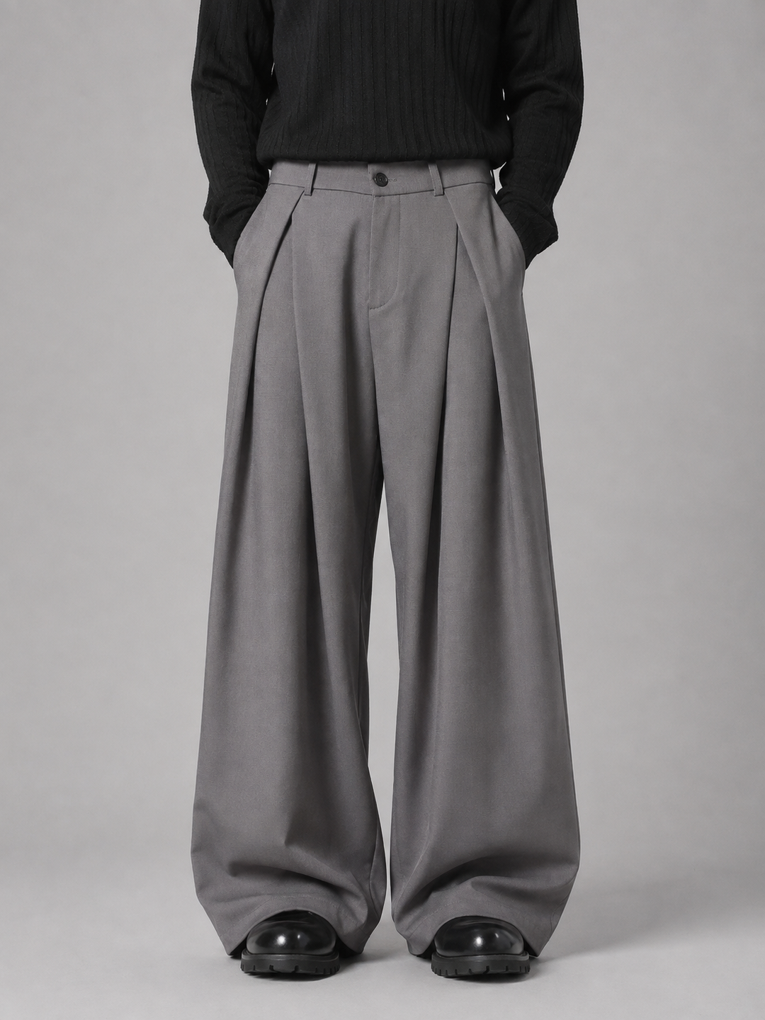 Men’s Wide Leg Trousers – Pleated Tailored Baggy Fit | Nero &amp; Luya