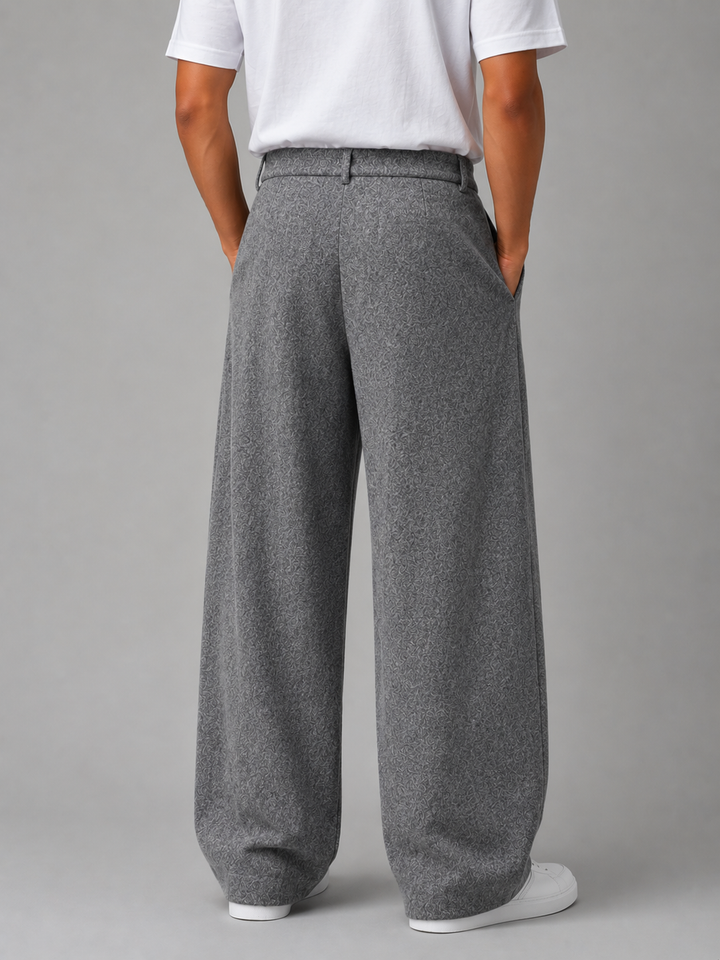 Men’s Gray Wide Leg Trousers – Tailored Pleated Pants | Nero &amp; Luya